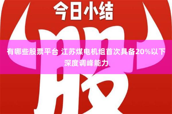 有哪些股票平台 江苏煤电机组首次具备20%以下深度调峰能力