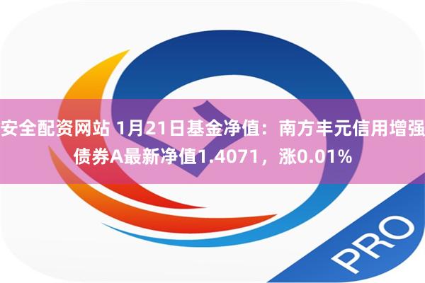 安全配资网站 1月21日基金净值：南方丰元信用增强债券A最新净值1.4071，涨0.01%